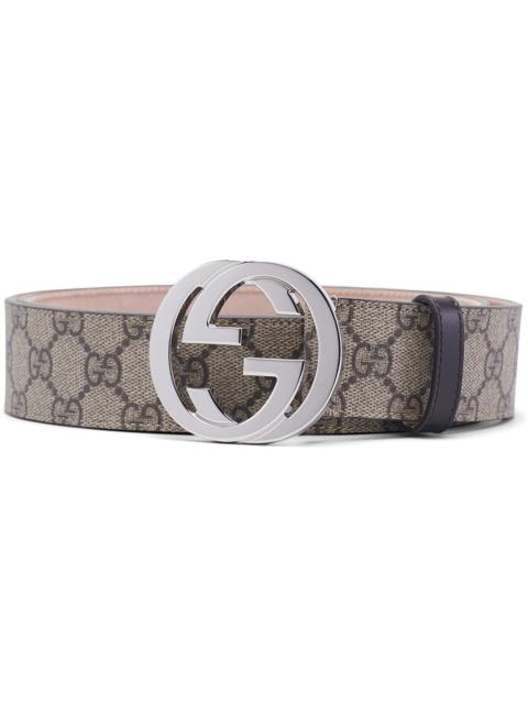 GUCCI Gucci Belt GG Supreme Interlocking G Buckle 1.5W Beige Ebony/Cocoa