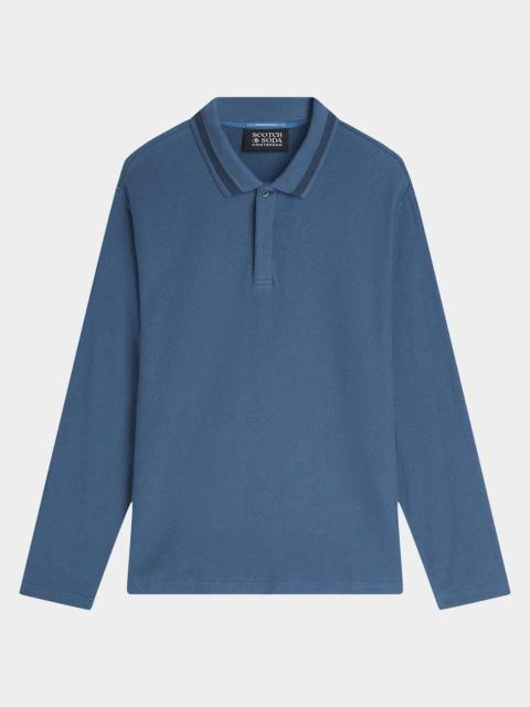 SCOTCH & SODA Men's Cotton Long-Sleeve Polo Shirt