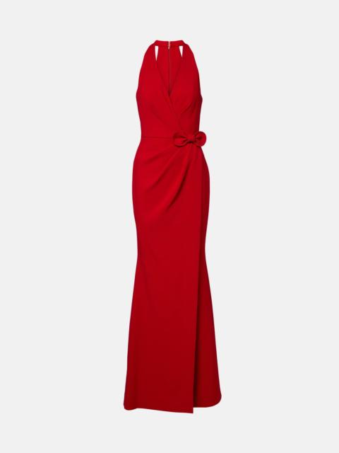 ELIE SAAB Bow-detail halterneck silk-blend cady gown