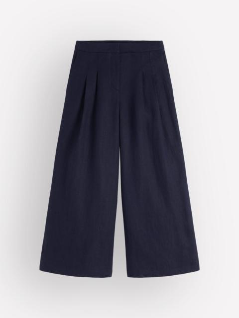 BODEN Pleated Linen Culotte-Navy
