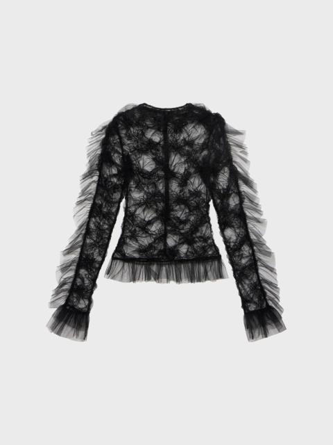 Blumarine CRINKLED TULLE SWEATER WITH EMBROIDERY