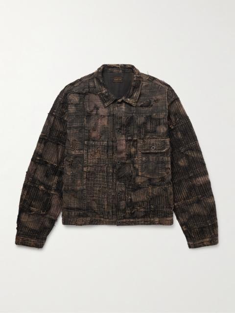 Kapital Boro Distressed Patchwork Cotton and Linen-Blend Jacket