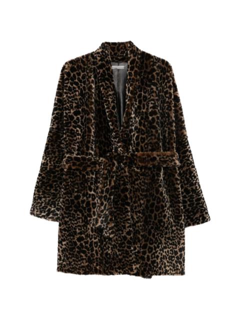 NOUR HAMMOUR Raquel leopard-print belted coat