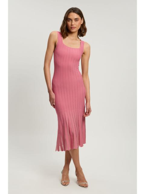 KAREN MILLEN Compact Stretch Square Neck Knitted Flippy Dress