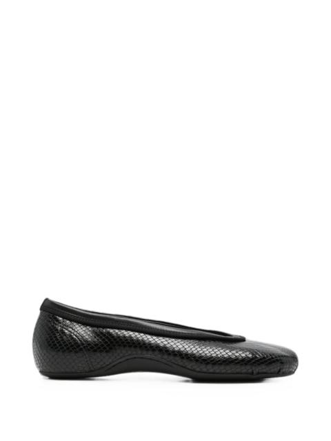 Dries Van Noten Dries Van Noten Round-toe Snake-effect Ballet Flats