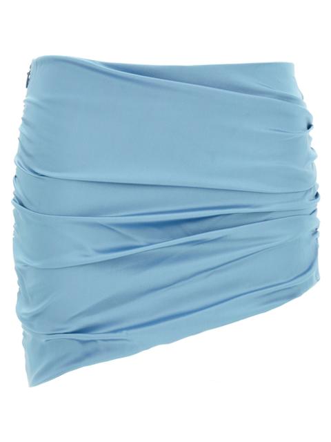 Alessandra Rich Satin Mini Skirt Skirts Light Blue