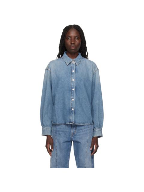 Blue Aiden High Low Denim Shirt