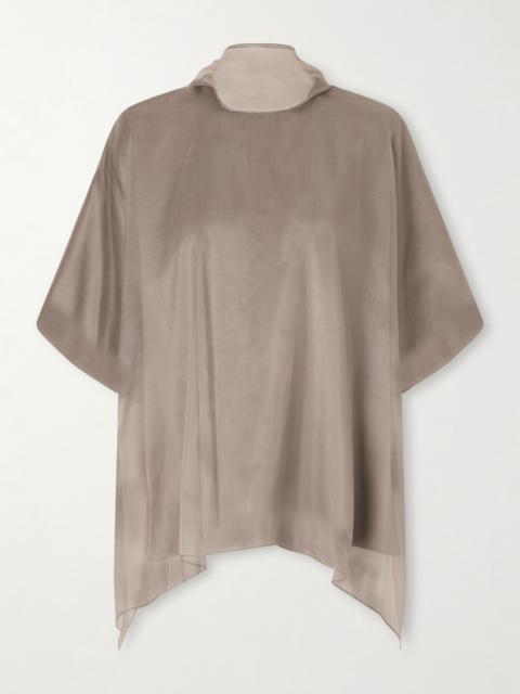 BRANDON MAXWELL The Cali Tie-detailed Layered Silk-organza Blouse