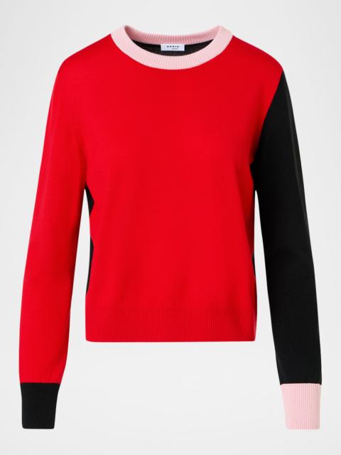 AKRIS Colorblocked Wool Crewneck Sweater