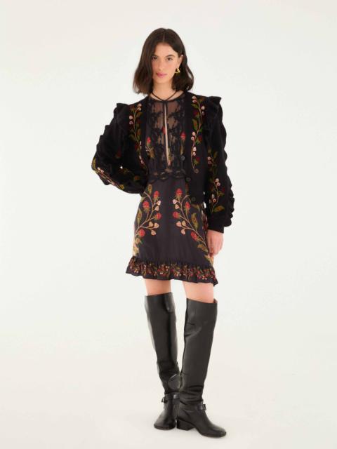 FARM RIO Black Berry Embroidery Knit Cardigan