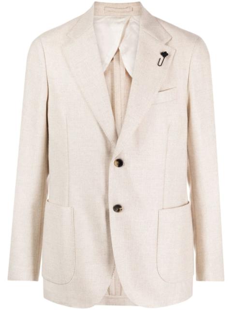 LARDINI logo-appliquÃ© wool single-breasted blazer