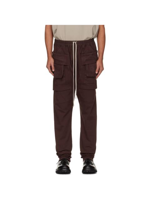 Rick Owens DRKSHDW Burgundy Concordians Creatch Drawstring Cargo Pants