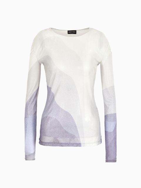 GIORGIO ARMANI Printed silk interlock crew-neck jumper