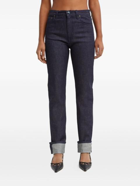 Victoria Beckham five-pocket leather-patch trousers