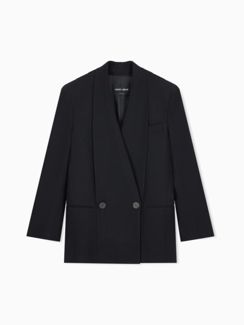 GIORGIO ARMANI BLAZER IN CREPE SILK CADY WITH WIDE LAPELS AND PLEATED BACK