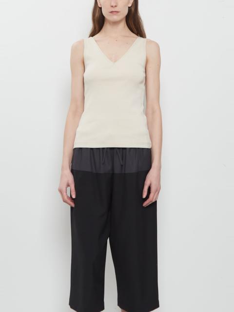 6397 Ribbed Cotton V-Tank — Oatmilk