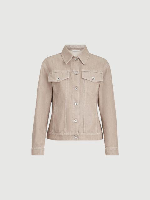 Brunello Cucinelli Beige lamé denim four-pocket outerwear jacket with monili
