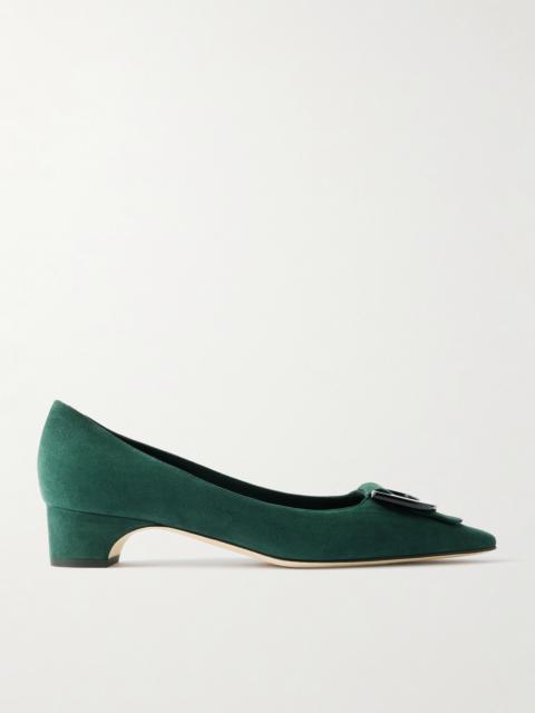 Manolo Blahnik Beti 30 Embellished Suede Pumps
