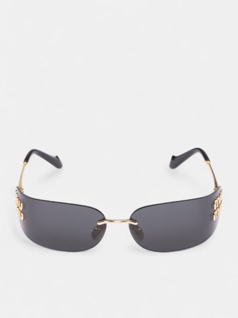 Miu Miu Gold-Tone Metal Shield Sunglasses