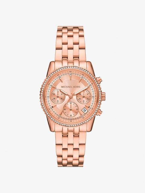 MICHAEL KORS Mini Bryant Pavé Rose Gold-Tone Watch