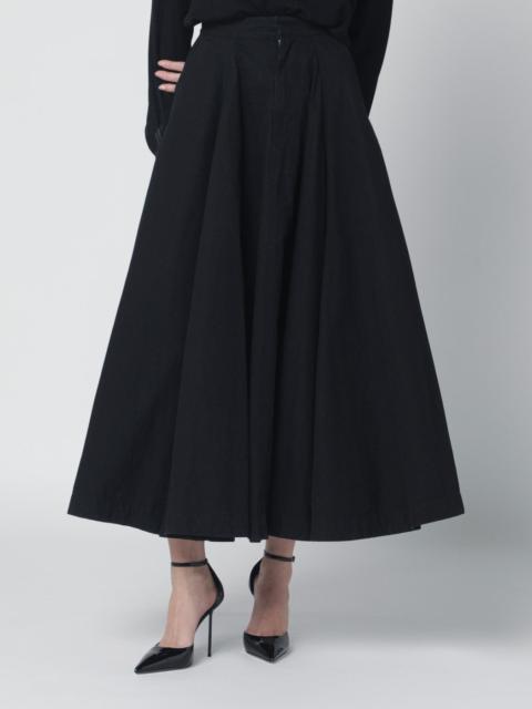 BALENCIAGA Black cotton ripstop Godet maxi skirt