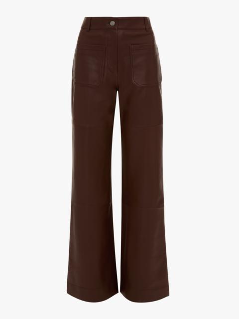 Victoria Beckham Leather Alina Trouser In Soft Burgundy Leather