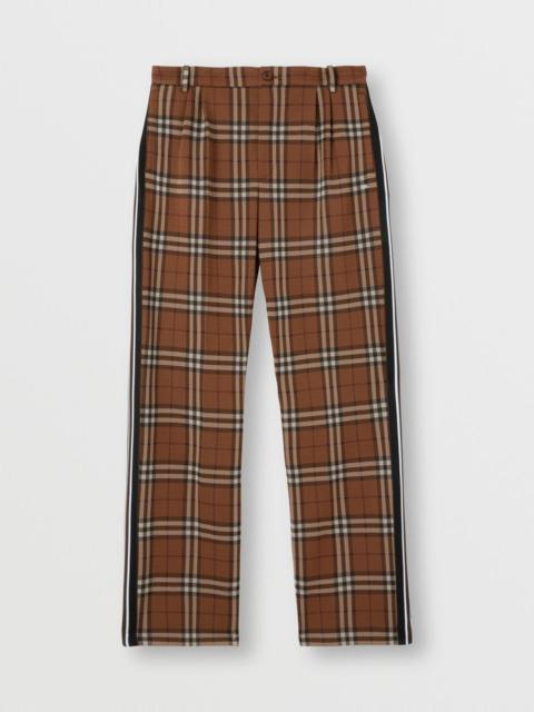 Side Stripe Check Jacquard Wide-leg Trousers