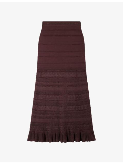 Sandro High-Rise Pointelle knitted Maxi Skirt