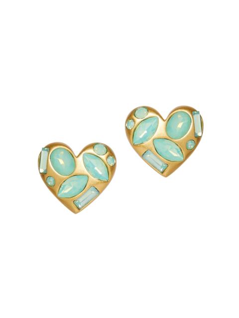 LELE SADOUGHI Women's Crystal Molten Heart 14K-Gold-Plated & Resin Stud Earrings - Jade