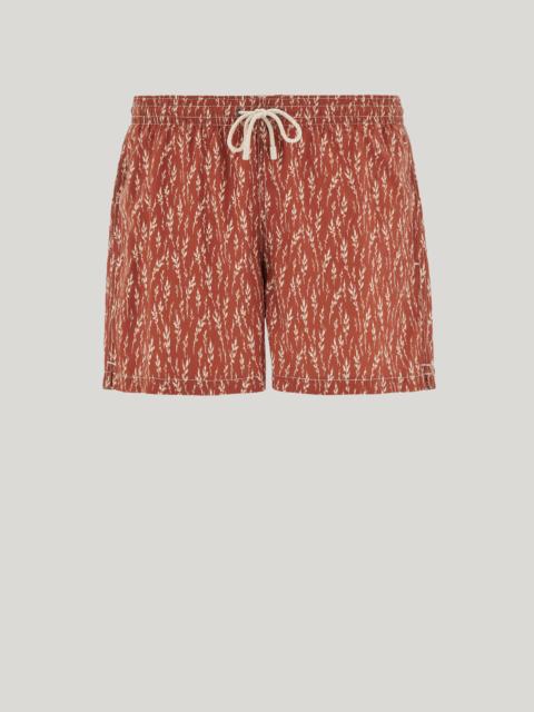 Canali BRICK SWIM SHORTS WITH BOTANICAL PRINT IN TECHNICAL FABRIC