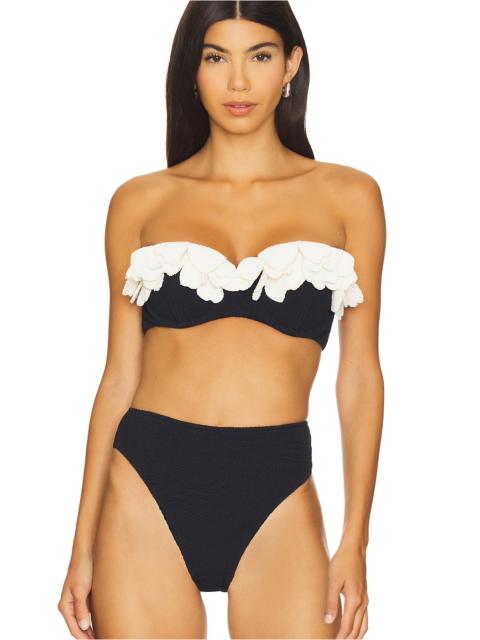 PatBO Breeze Jacquard Flower Applique Bikini Top