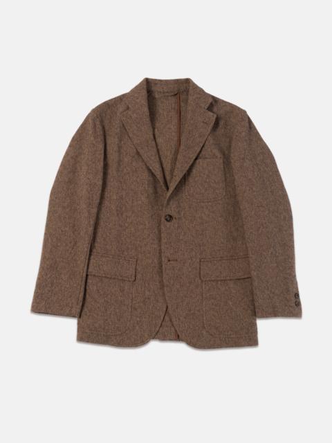 J. PRESS BROWN BROKEN BONE SUMMER TWEED SPORT COAT - TRIM FIT