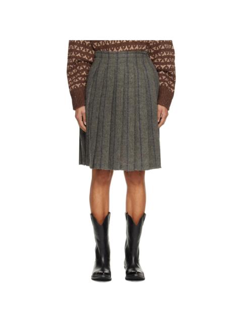 R13 Gray Pleated Midi Skirt