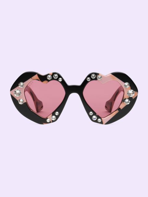 Heart shaped sunglasses with crystals