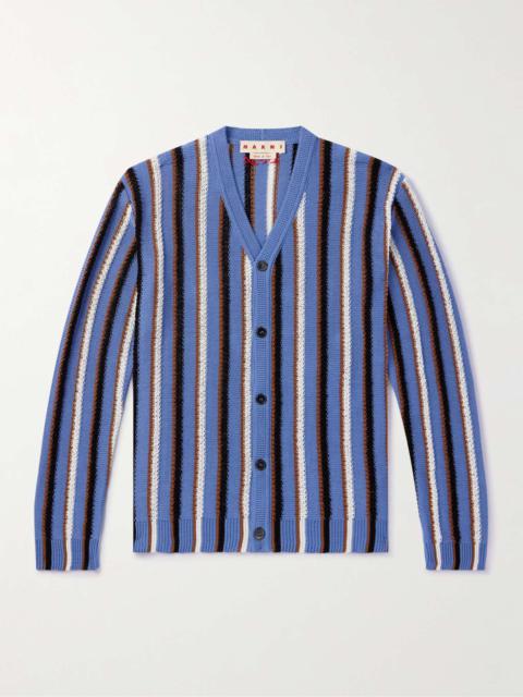 Logo-Embroidered Striped Cotton Cardigan
