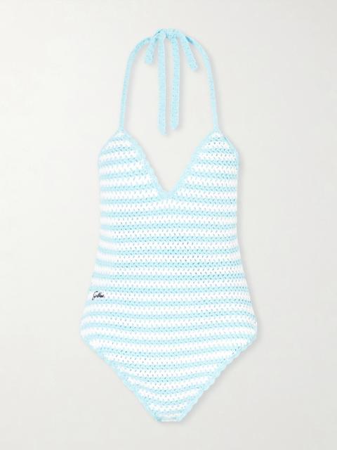 SIMKHAI Karoline Striped Crocheted Swimsuit