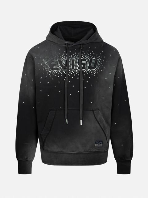 EVISU METALLIC HEAT-PRESSED EVISU LOGO LOOSE FIT HOODIE