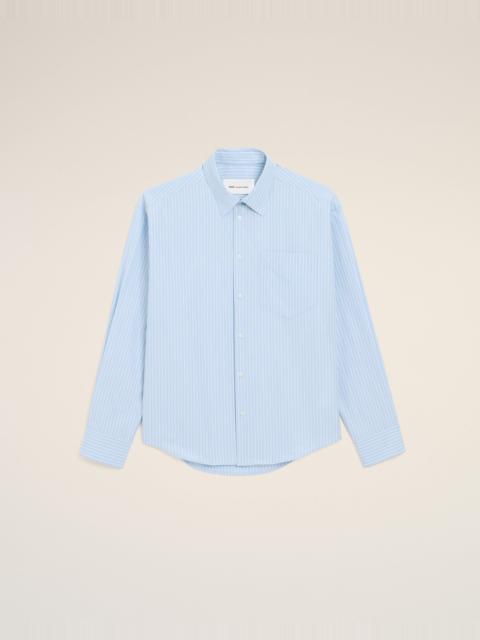 AMI Paris BLUE COTTON LONG SLEEVE AMI DE COEUR BOXY SHIRT