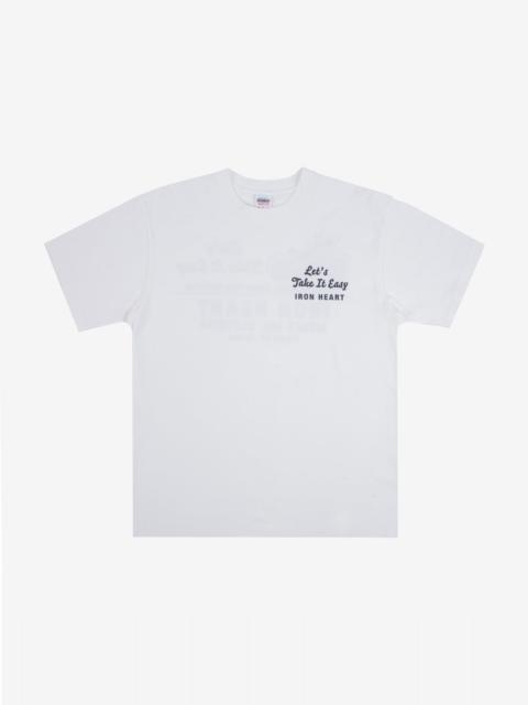 Iron Heart IHT-2404-WHT 7.5oz Printed Loopwheel Crew Neck T-Shirt - White