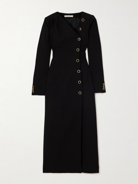 Alessandra Rich Asymmetric Wool-blend Crepe Midi Dress