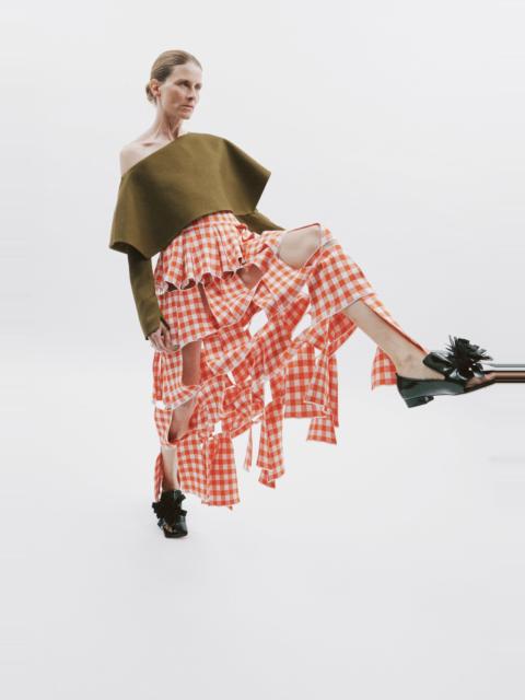 A.W.A.K.E. MODE KNITTED MULTI TRAPEZE SKIRT RED WHITE GINGHAM