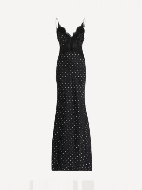 self-portrait Polka-Dot Satin Maxi Dress