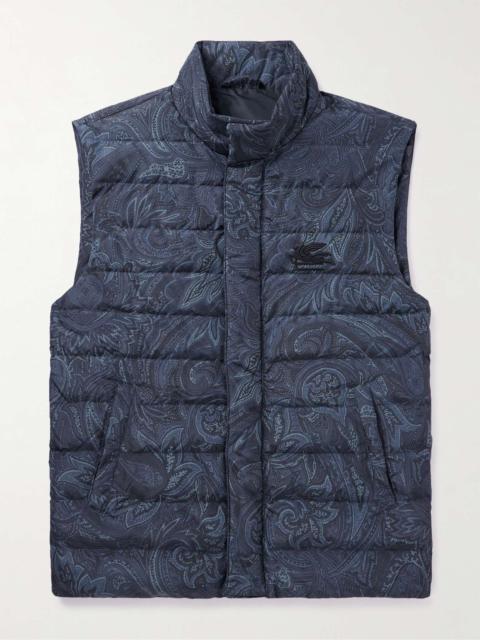 Logo-Embroidered Paisley-Print Quilted Shell Down Gilet