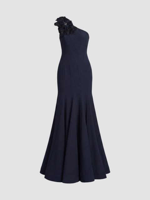 MAC DUGGAL Women's Seamed Crepe One-Shoulder Gown - Midnight