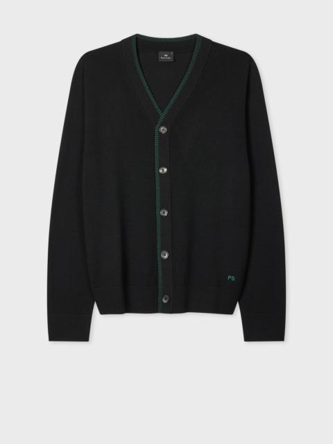 Paul Smith Black Contrast-Collar Merino Wool Cardigan