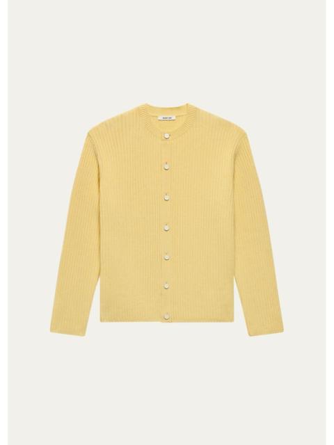 Helmut Lang Men's Wool Ribbed Crewneck Cardigan