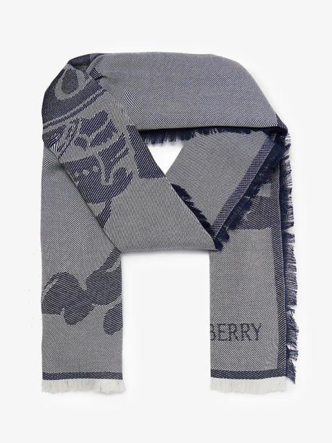 Equestrian Knight Design jacquard-pattern wool-blend scarf