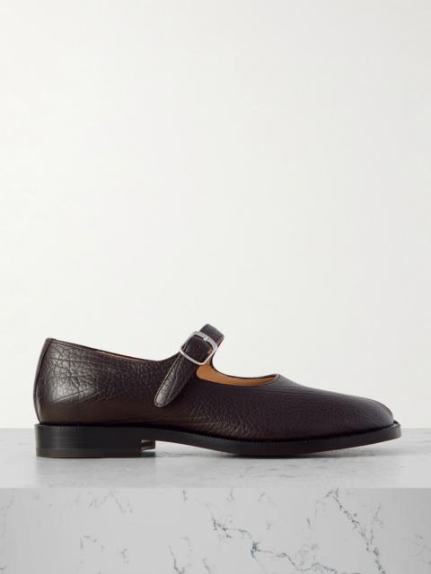 Maison Margiela Tabi split-toe textured-leather Mary Jane flats Brown