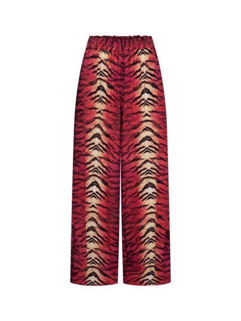 ONE TEASPOON Wild Rouge Palazzo Pants - Red Animal Print