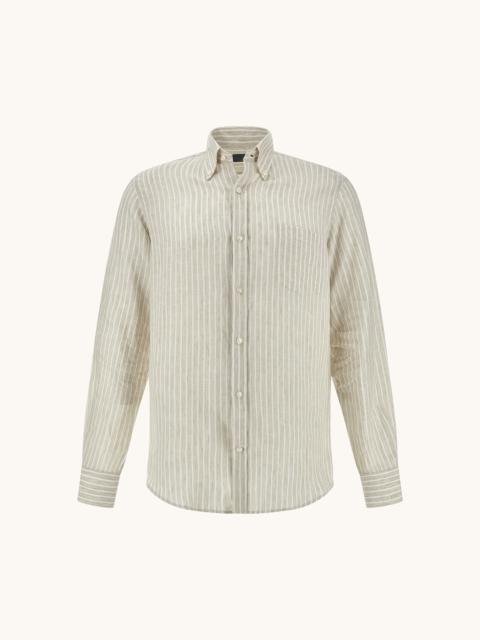 Paul & Shark SOFFIO LINEN SHIRT WITH STRIPED PATTERN